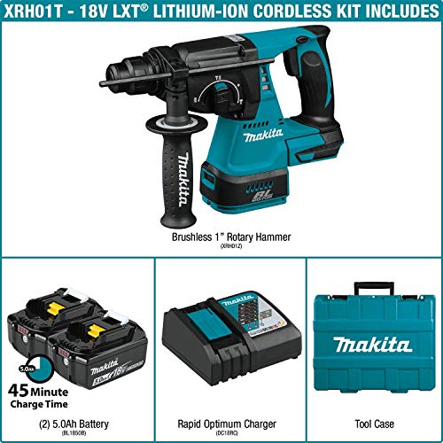 Makita Xrh01T 18V Lxt Lithium-Ion Brushless Cordless 1" Rotary Hammer Kit (5.0Ah) With Xrj05Z 18V Lxt Lithium-Ion Brushless Cordless Recipro Saw #TOP2