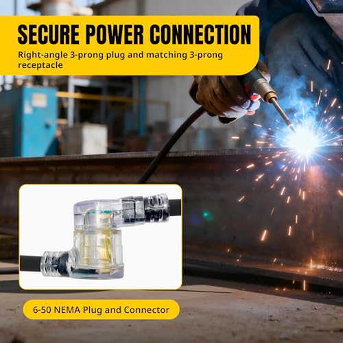 MaxWorks 80702 Heavy Duty 20 Foot 8 AWG/3C 6-50 Nema R Plug Lighted Welding Cord with ETL Approved