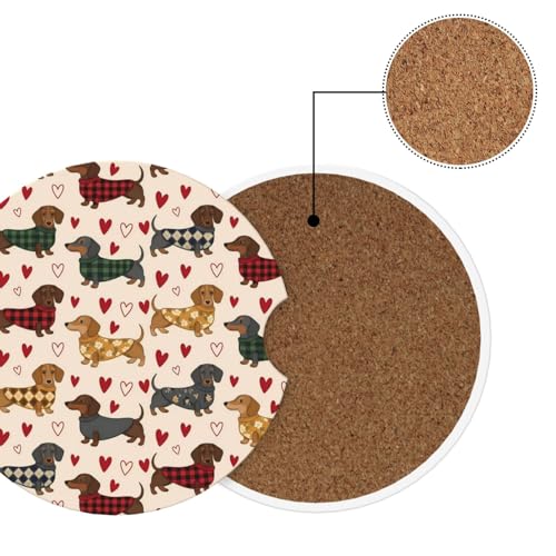 Portavasos para carro Dachshund rojo 2 piezas miniatura 6