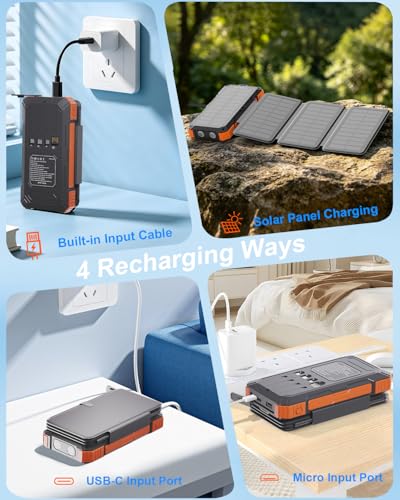 Solar Charger Power Bank 49800mAh with 4 Built-in Cables & 4 Foldable Panels - image 8