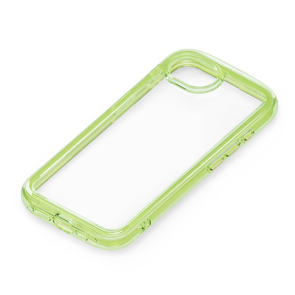iPhone16e 用 エアクッションケース ケース ストラップホール 背面クリア 耐衝撃 エア ネオングリーン PG-25KAR06GR