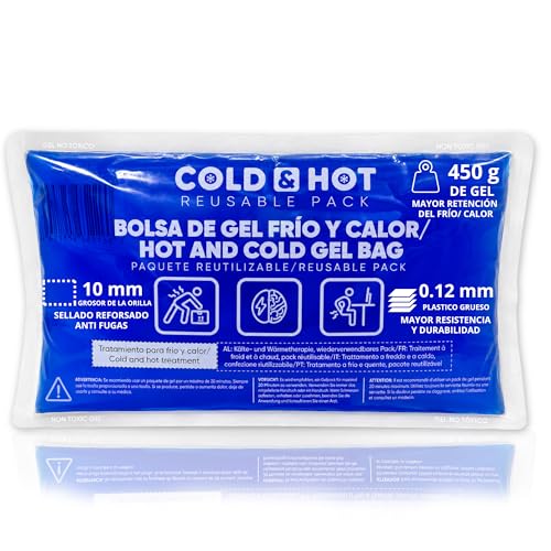 SURGICALMED - Bolsa de Gel Frío/Calor Reutilizable (26 x 15 cm) - Bolsa Flexible - Multifuncional - Ideal para Terapias, Dolor Muscular, Fiebre y Lesiones Deportivas - Aptas para Nevera y Microondas
