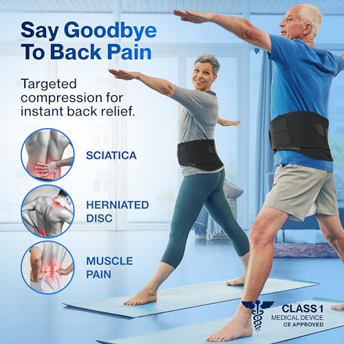 Modvel Lower Back Brace for Men and Women – Back Support Belt for Pain Relief, Herniated Disc, Sciatica, Scoliosis – Lumbar Compression Brace.
