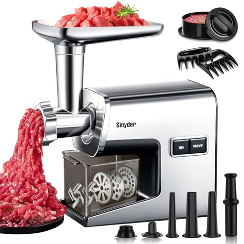 Image of Electric Meat Grinder,3000 Max Stainless Steel Meat Mincer with 2 Blades,3 Grinding Plates,Food Pusher,Meat Claw,Sausage Stuffer Tubes & Kubbe Kit for Home & Kitchen Using