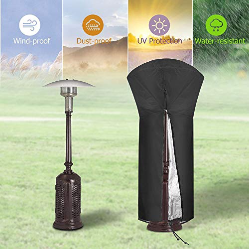 Schutzhülle für Heizpilz, Comius Sharp Wasserdicht Abdeckung Abdeckhaube für Terrassenstrahler, Schwarz Abdeckhaube für Terrassenstrahler Terrasse Staubschutz