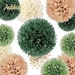 AOBKIAT Wedding Party Decorations Set,15PCS Green Tissue Paper Pom Poms,Dots Paper Garland String Hanging Backdrop for Engagement,Green Boho Wedding,Baby Shower - Image 2