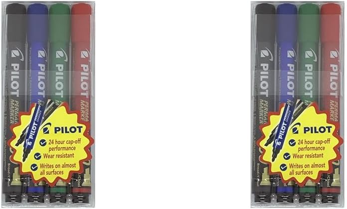Pilot 400 Chisel Tip Permanent Marker 4 Color Set