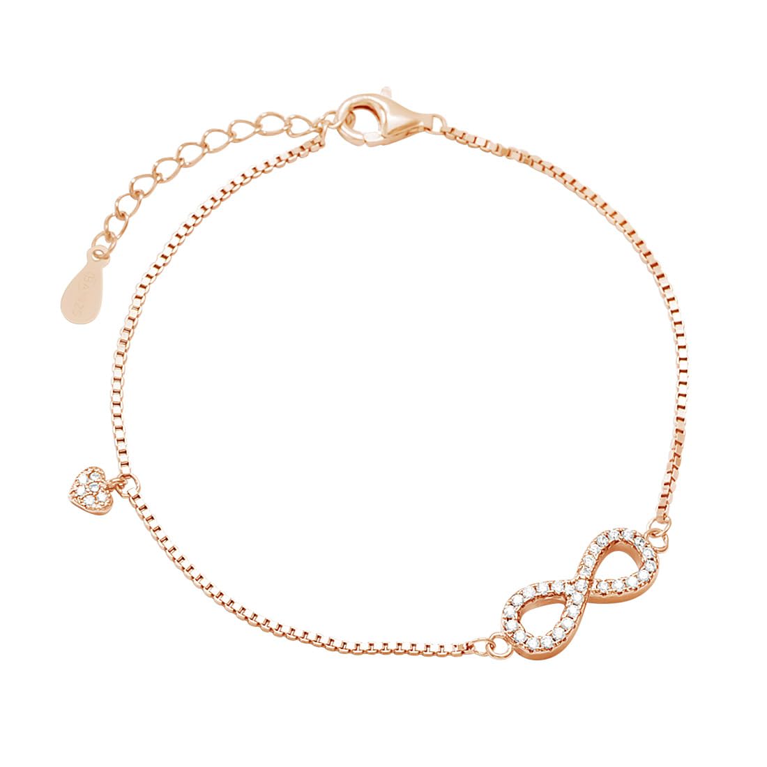 ZAVYA 925 Sterling Silver Cubic Zirconia CZ Designer Infinity Chain Bracelet | Stylish Silver Jewellery | Gift for Women & Girls | With Certificate of Authenticity & 925 Hallmark (B0B1N4V7XC) Amazon Price History, Amazon Price Tracker