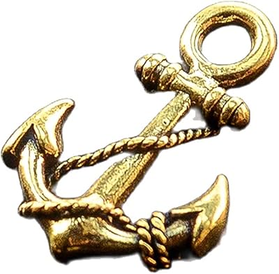 Navy anchor Brass Keychain Hook Key Chains keyring Car keychain (Retro brass)