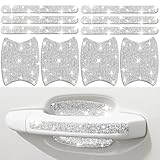 MUPEAK Bling Car Door Handle Protector, 10 PCS, White Sparkling Rhinestone Cars Door Protective Cover, Anti-Scratch Auto Handles Sticker, Universal Bling Car Accessories for Women