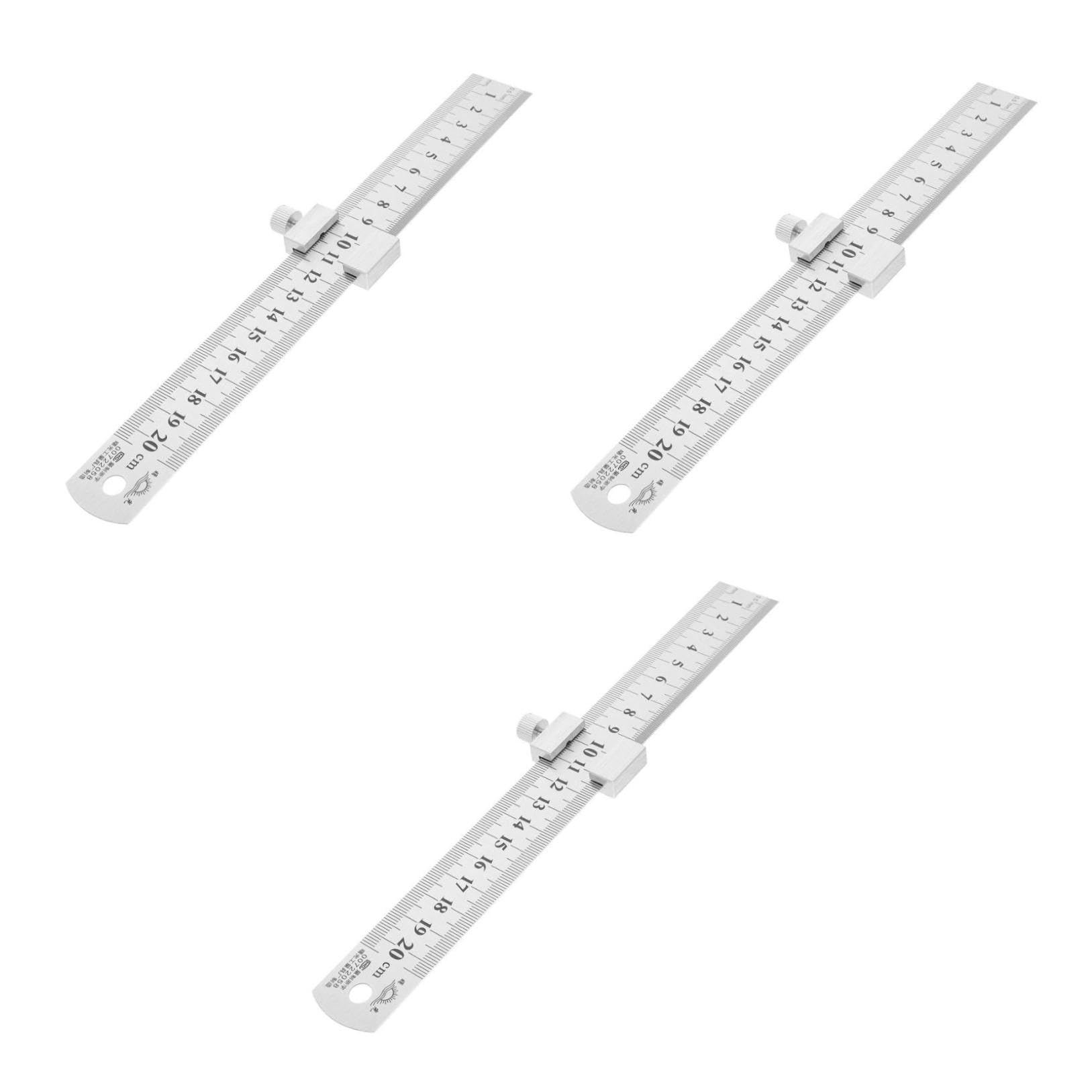 LALAFINA 3ensembles Règle Acier Avec Bloc De Positionnement Pour Menuisiers Architectes Et Ingénieurs Épaisseur Règle Pratique Et