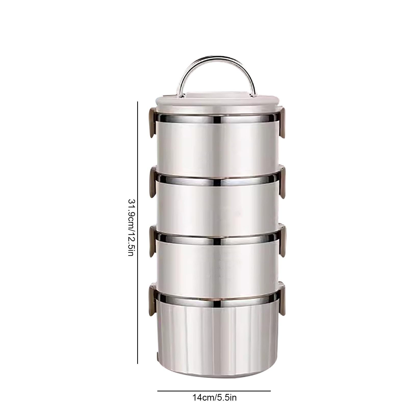Porta Pranzo, Borse Termiche Porta Pranzo, Bento box in Acciaio inox con Divisori, Lunch box di Grande Capacità con Chiusura Ermetica, con Posate(White,Large)
