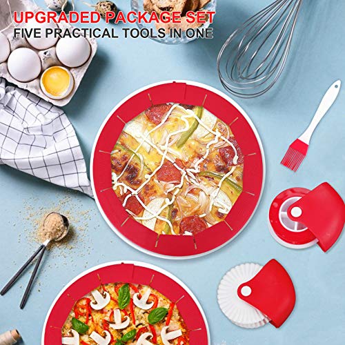 Kincown [NEW UPGRAD] 2 Adjustable Pie Crust Protector Shield+2 Pastry Wheel Decorator and Cutter+1 Baking Brush,Lattice Pizza Pastry Pie Crust Cutter,Pastry Cutter Wheel for Baking Beautiful Pie Crust - Thumbnail 5