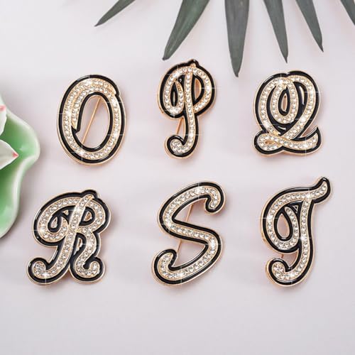Image of Letter Brooches and Pins for Women A-Z Initial Brooch Pins for Socks Backpacks Crafts Fashion Crystal Rhinestone Initial Pins Trendy Custom Jewelry for Men Women