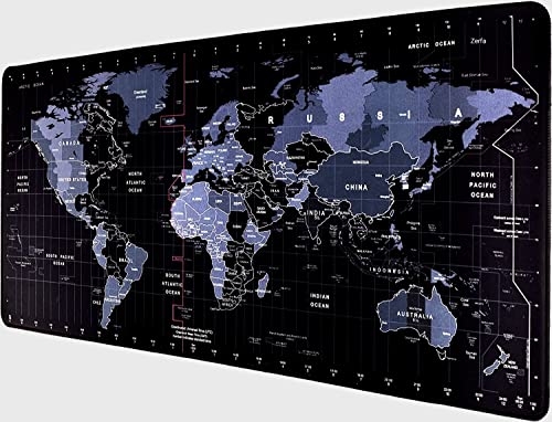 Zerfa (900mm x 400mm x 2mm World Map Extra Large Extended Anti Slip Rubber Gaming Mouse Pad & Keyboard Desk Mat for PC Computer Laptop