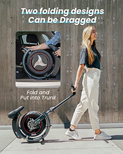 Gyroor Folding Electric Bike for Adults Teens, 450W eBike with 18.6MPH up to 25 Miles Adult Electric Bicycles 14in Tire, Disc and Electronic Brake Mini Bike