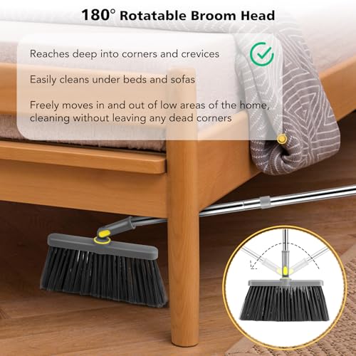 Kehrschaufel Set, Besen und Kehrschaufel Set mit Langem Stiel, Aufrecht Kehrbesen mit Schaufel, handfeger Langer stiel & kehrblech mit langem stiel für die Bodenreinigung in Küche, Haushalt – Bild 4