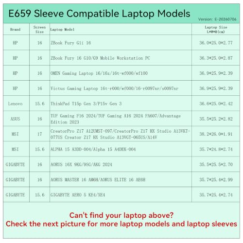Image of Smatree Elite Laptop Sleeve for 16 inch HP OMEN Gaming 16 /ZBook Fury, Lenovo ThinkPad, ASUS TUF Gaming, MSI Creator /CreatorPro, GIGABYTE, Protective Laptop Case with Pocket(E659)