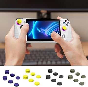 EMagTech Silikon Joystick-Kappen 2er Set - Schwarz & Weiss Für ASUS ROG Ally & Steam Deck - Rutschfester Griff