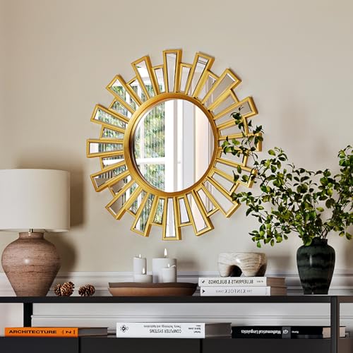 Uniclinens Sunburst Mirror Gold - Large Sun Mirror Wall Decor 24