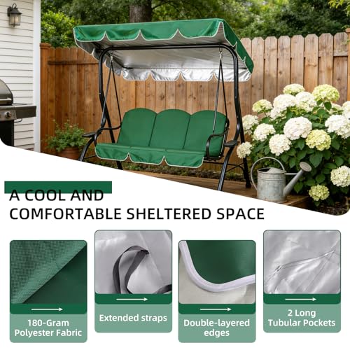 420D Oxford Hollywoodschaukel Dachbezug 210 x 145 cm, Universal Ersatzdach Hollywoodschaukel 3 Sitzer, Wasserdicht UV-Schutz Geeignet zum Ersetzen des Baldachins Einer Dach Hollywoodschaukel