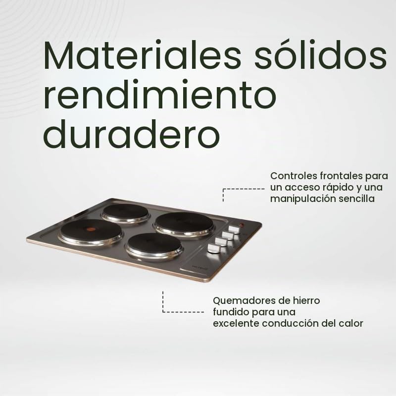 PLACA DE COCCIÓN ELÉCTRICA INOX 4 LUCES 5500 W| BELDEKO
