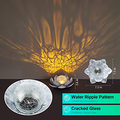 Huaxu LHD-B005 Solar Lights Outdoor Garden, Crackle Globe Glass Lotus Decoration thumb #2