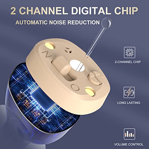 Hearing Aids, Digital Rechargeable OTC Hearing Aids for Seniors with Charging Case, Invisible Hearing Amplifier with Noise Reduction (White)