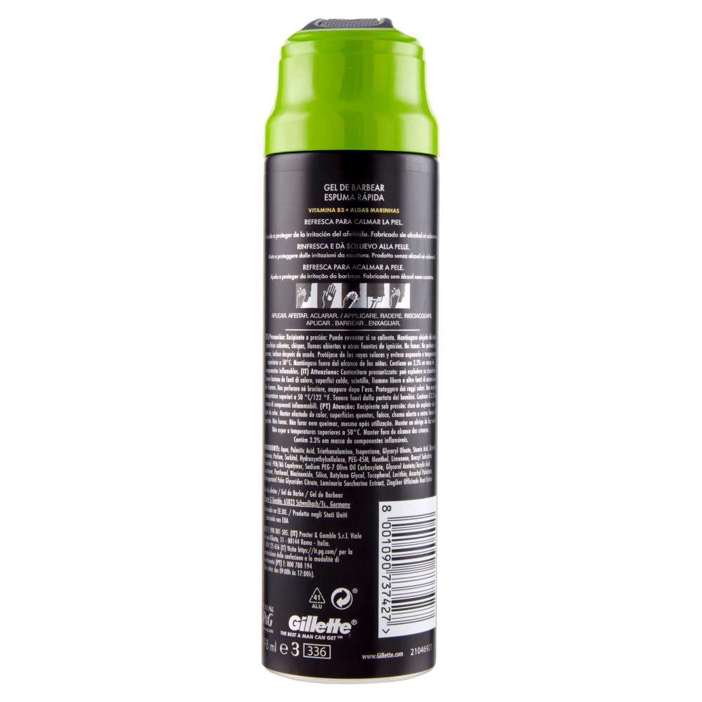Italian Gourmet Labs Gel da Barba Rasiergel, schnell angewendet 6 x 198ml | Applicazione rapida e rasatura precisa; schäumt leicht, für tägliche, Gesamtnettogewicht 1,188 L + Kostenlos Polpa 400g