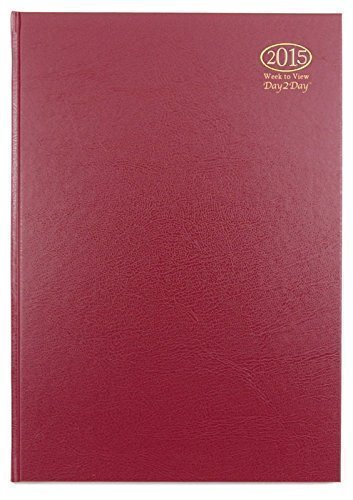 Burgundy Red A4 Week to View Hardback Diary 2015