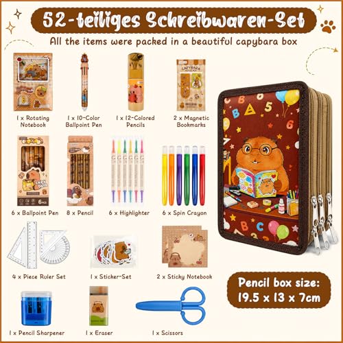 Trousse Capybara 3 compartiments double fermeture éclair et ses 52 pièces