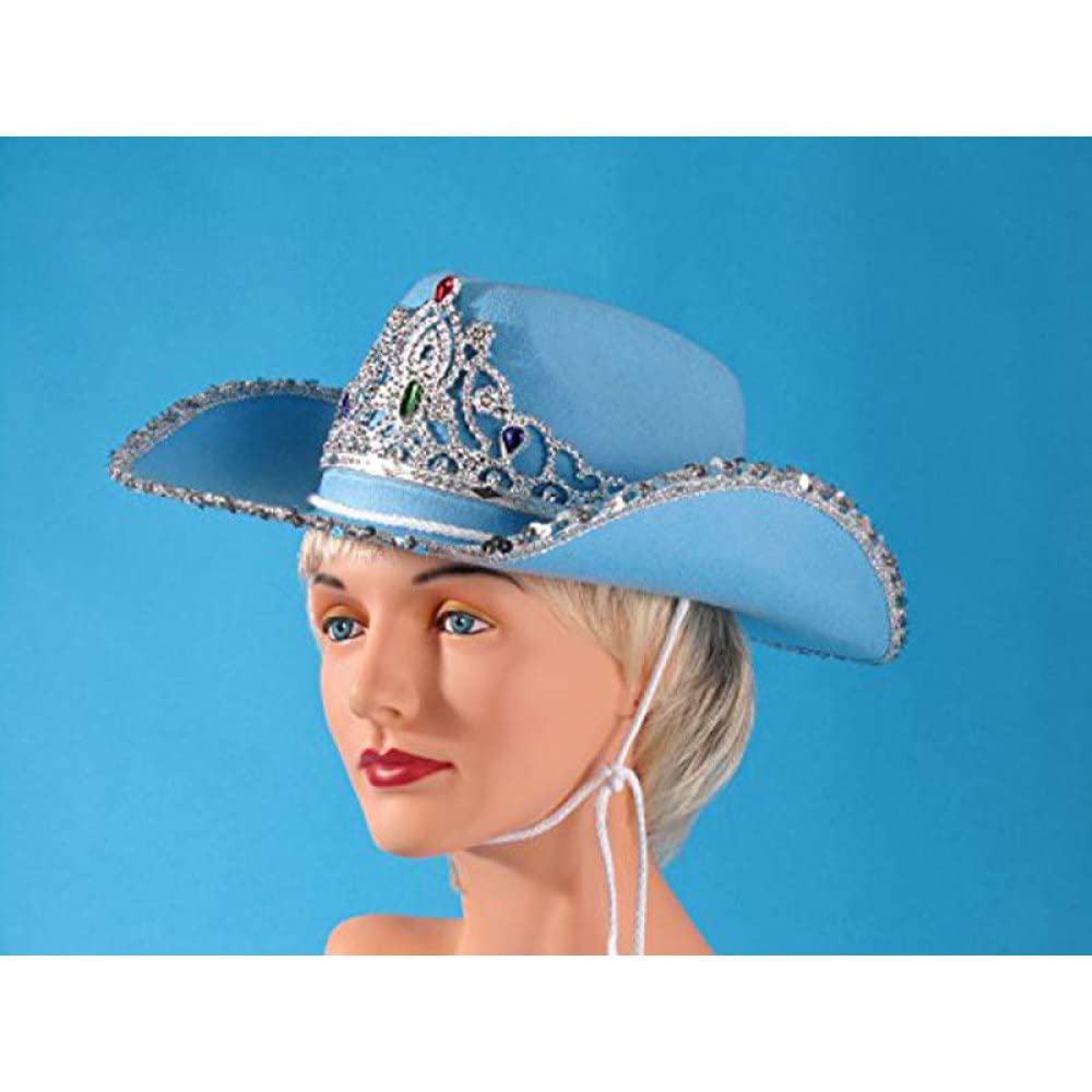 Loftus International Rodeo Queen Sequins & Tiara Cowgirl Hat Blue One Size Novelty Item