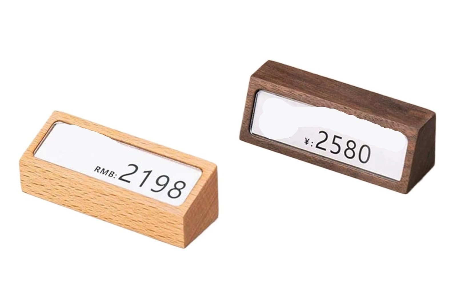 Zovloer Solid Wood Products Price Tag 6pcs Solid Wood Price Display Board Table Sign Wooden Card Commodity Meal For Retail Store Boutique Restaurant(Color1)