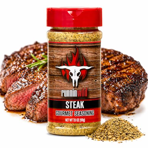 Image of Runnin' Wild Steak Seasoning - Bold & Savory Smokehouse Flavor | Premium Grilling Spice Rub for Steak, Burgers, Brisket, Lamb & Chicken | No MSG added, No Artificial Flavors or Fillers - 7.0 ounces
