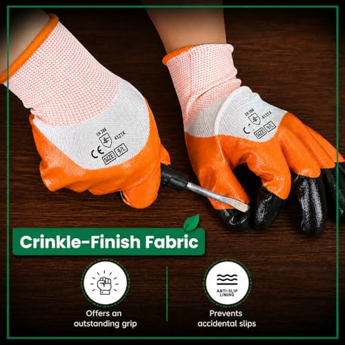 Image of Bindian Garden Gloves for Gardening Work, Durable Hand Gloves for Home Garden Use, Essential Gardening Accessories for Plant Care, Digging, Weeding & Outdoor Tasks, Protective Gloves (Pack of 3)