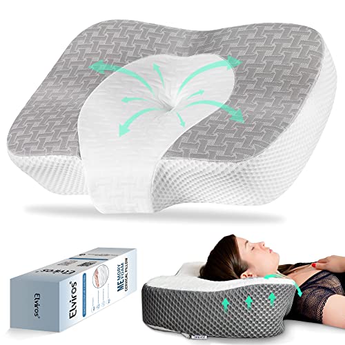 Elviros Cervical Memory Foam Neck Pillow For Side
