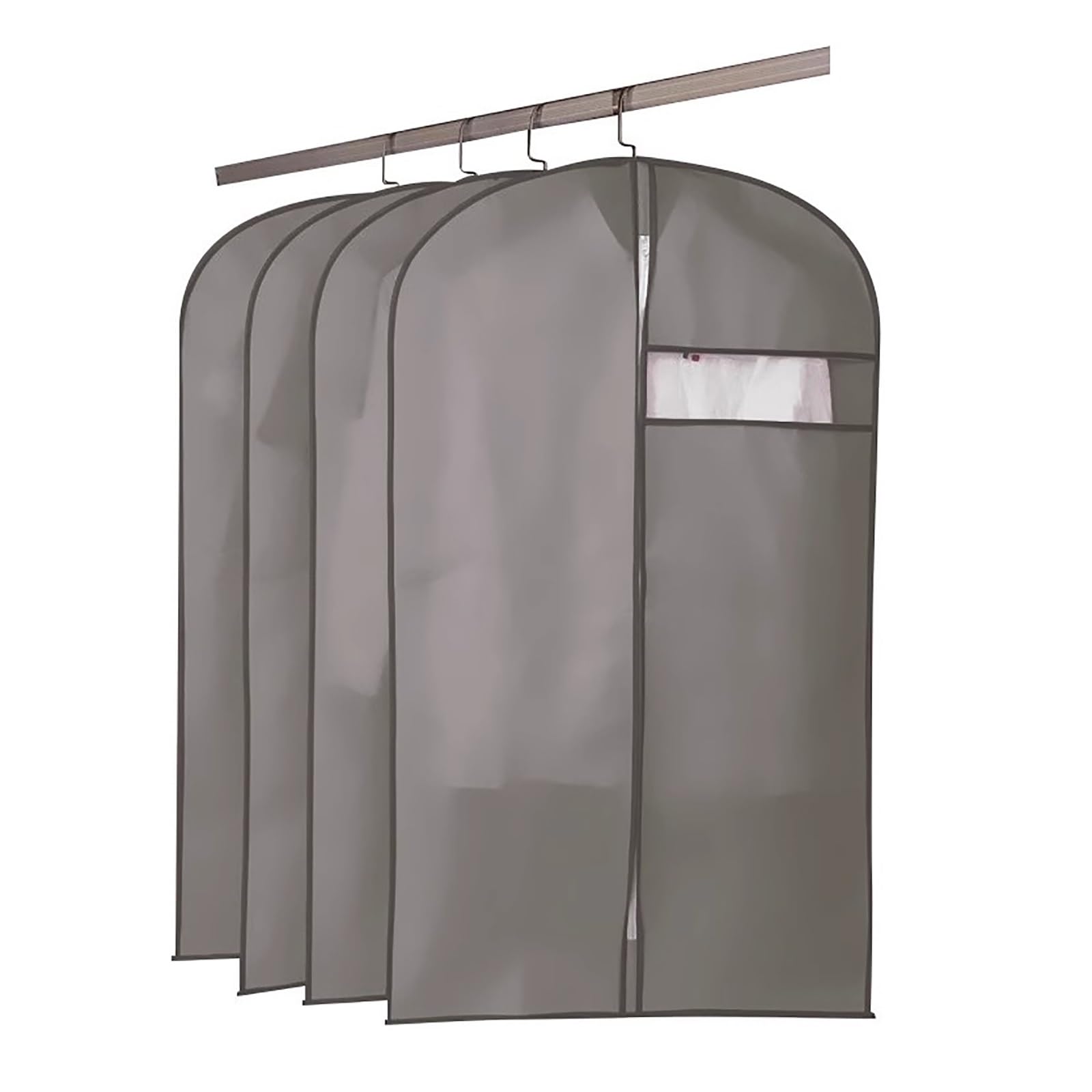 Garment Bags， Hanging Clothes Travel Bag, Garment with Zipper, Non-Woven with Transparent Window(Gray,60 * 90cm/24 * 35in)