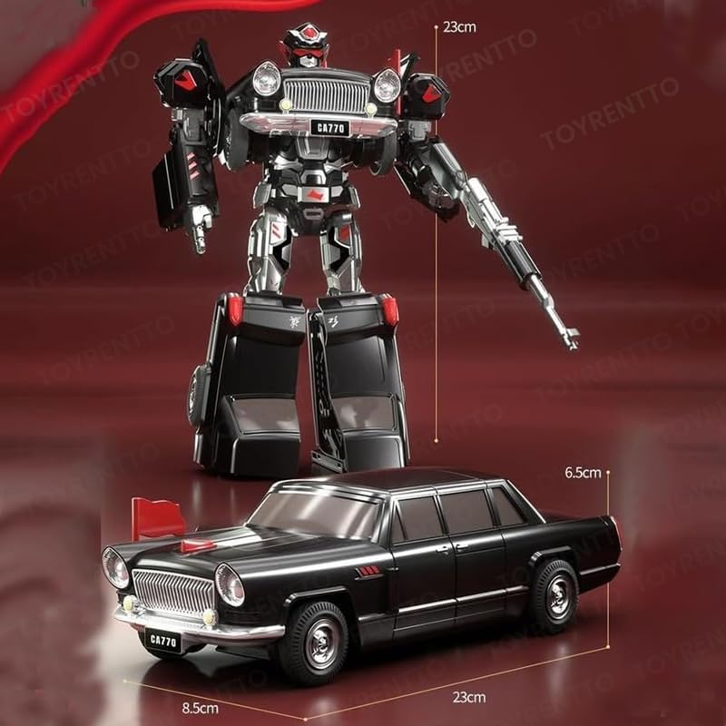 Image of 2-in-1 Die-Cast Transforming Robot Car Action FigureToy - Classic Sedan Model with Realistic Details, Durable Alloy Build, and Design for Kids and Collectors