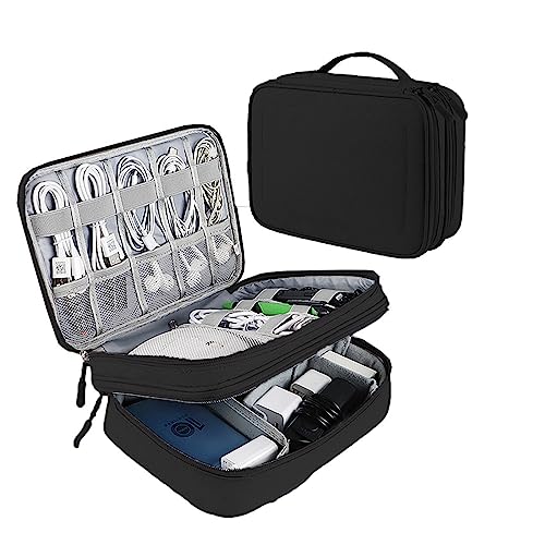 Reise elektronik tasche, Elektronik Zubehör Organizer, Kabeltasche, Kabel Organizer Tasche, Kabel organizer reise, Ladekabel organizer,Travel organizer, ladekabel tasche, Powerbank(3 Schicht schwarz)