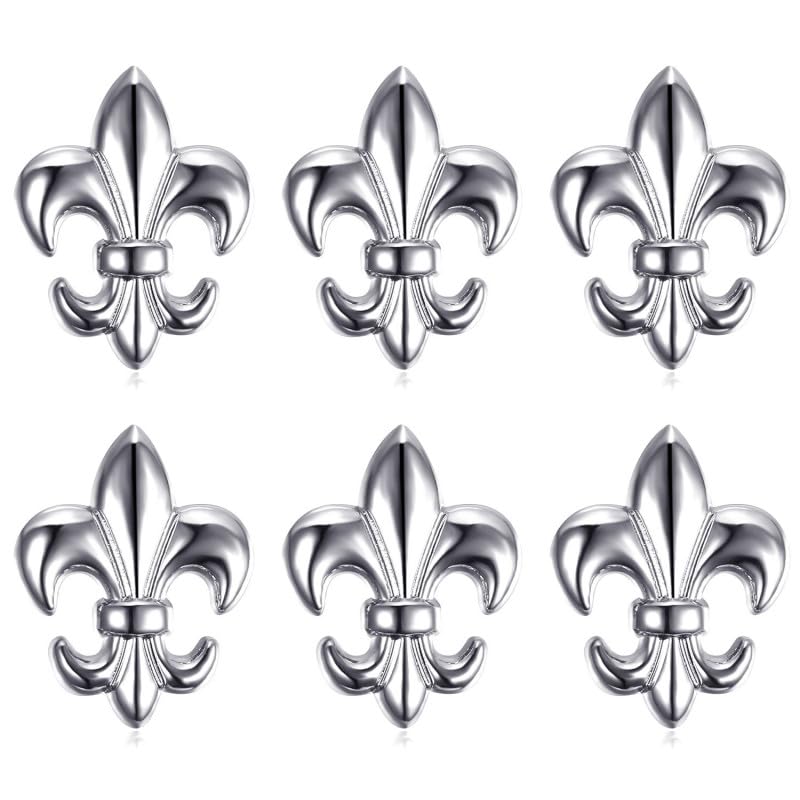 BOBIJOO JEWELRY Zestaw 6 przypinek Epingle Broche Pins Fleur de Lys Patriote Laiton Argenté 22 x 16 mm, Jeden rozmiar, Mosiądz, metal, srebro