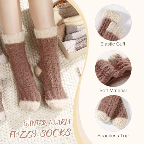 Premillow Fuzzy Socks for Women, Winter Warm & Cozy Fluffy Socks Womens Ultra Soft Sleeping Slipper Sock for Women Gifts3