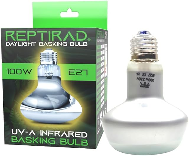 Retics & Reptiles | REPTIRAD Daylight Basking Bulb | UVA & Infrared | E27 Screw Thread | Basking Bulb for Heat & Light | Snakes, Lizards, Tortoises and More (1 Unit x 100 watts)