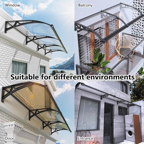 Auvent de porte en polycarbonate transparent pour fenetre et entree