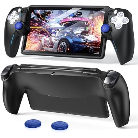 FYOUNG Protective Case for Playstation Portal, Silicone Soft Grip Cover Case Protector with Full Protection and Non-Slip Thumb Grips Accessories Kit for Playstation Remote Player (Black) Cover