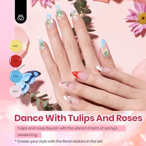 Image of Beetles 36 Colors Gel Polish Set - Petal Symphony Collection, 40 Pcs Pastel Gel Polish Set Pink Red Green Blue Color Gel with Base&Glossy Matte Top Coat UV LED Nail Art