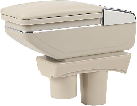 Leather Car Center Console Armrest Box Compatible with Peugeot 301 /Citroen c-Elysee 2007 2008 2009 2010 2011 2012 2013 2014 2015 2016 2017 Armrests Storage Box(Beige)