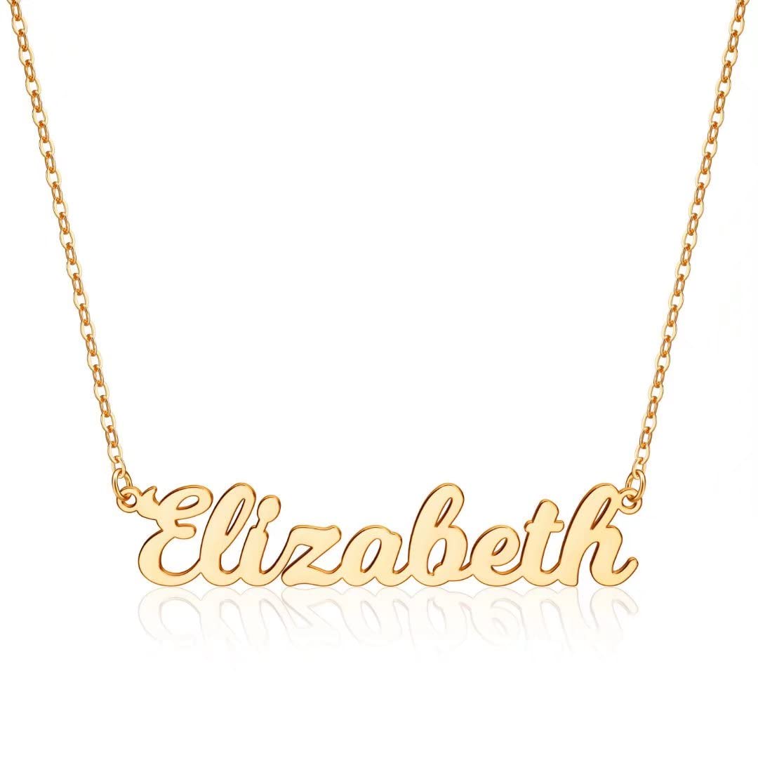 Ursteel Custom Name Necklace Personalized, 14K Gold Plated Personalized Name Necklace Dainty Name Plate Necklace Jewelry Personalized Gifts for Women