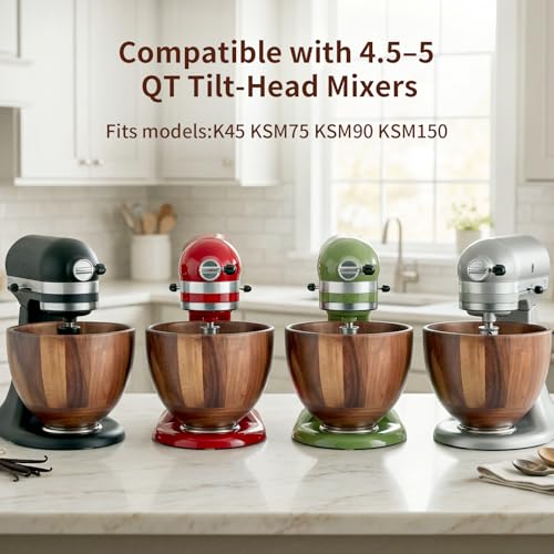 Tazón de Madera 5 QT para Batidora con Base de Acero Inoxidable miniatura 6