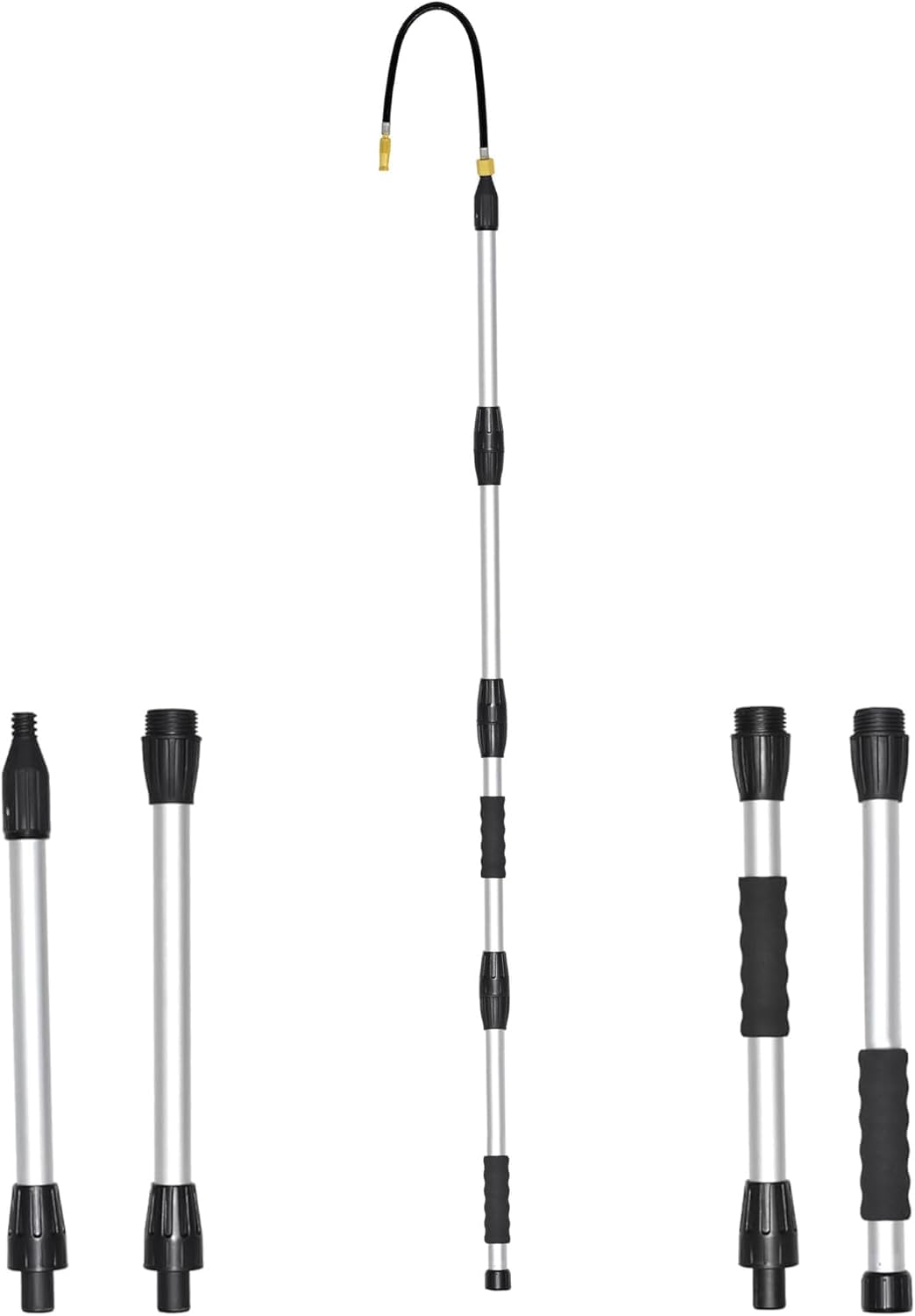 Photo 1 of **PARTS ONLY/NO POLE**Buyplus 24FT Reach Telescoping Gutter Cleaning Tools -16FT Rain Gutter Cleaner Tools From Ground with 3/4" Brass Garden Hose Shut Off Valve, Bendable Flexible Water Wand for Garden Hose, Window