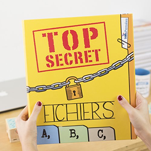 Nos Pensées - Classeur à 4 anneaux Conçu avec des phrases et des dessins motivants (Top secret, fichiers A, B, C.) Cadeau original pour une amie Cover